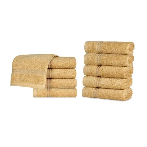 Superior Derry Solid Egyptian Cotton 10 Piece Face Towel Set Gold