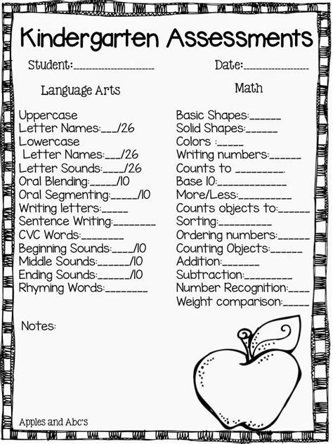 Share this list of free swallow assessment tools. Kindergarten Report Card Assessments - Apples and ABC's