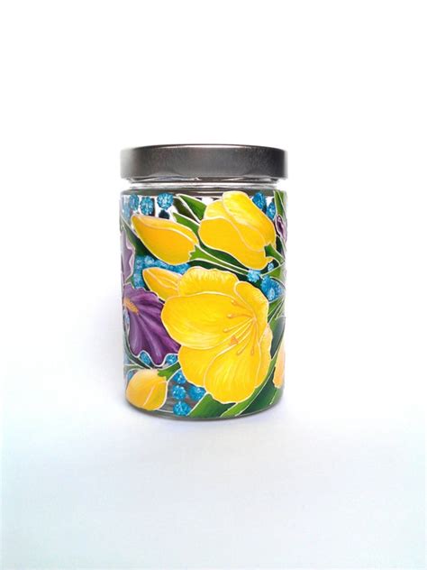 Housewarming T Hand Painted Glass Jar With Lids Tea Sugar