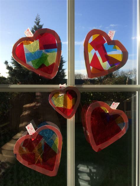 Valentine sun catchers | Valentine crafts, Valentine's cards for kids, Valentine day crafts