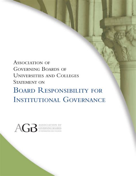 Board Responsibility For Institutional Governance