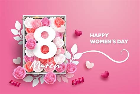 8 March Greeting Card International Happy Womens Day 695305 Vector