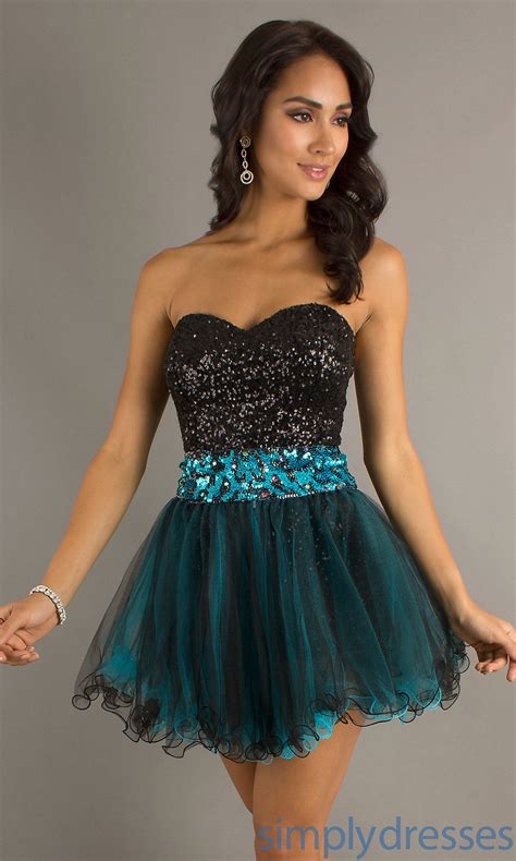 Short Strapless Sequin Two Tone Dress Al 3524 Prom Dresses Gowns