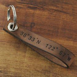Personalized Latitude Longitude Leather Keychain FindGift Com
