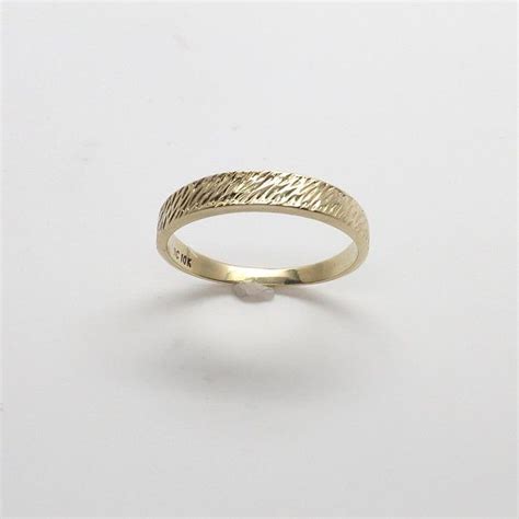 Classic 4mm Wide Tapering 10k Yellow Gold Etched Wedding Band Sz 9