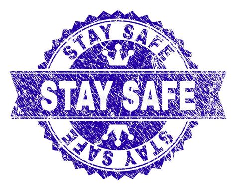 Grunge Textured Stay Safe Stamp Seal With Ribbon Stock Vector Illustration Of Stay Textured