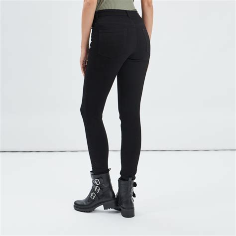 Pantalon skinny détails zippés noir femme La Halle