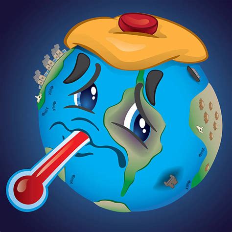 Sad And Sick Earth Concept Illustrations Royalty Free Vector Graphics