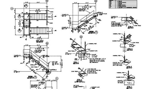 Steel Sample Drawings Stair Case Detail 01 Spiral Staircase Dimensions
