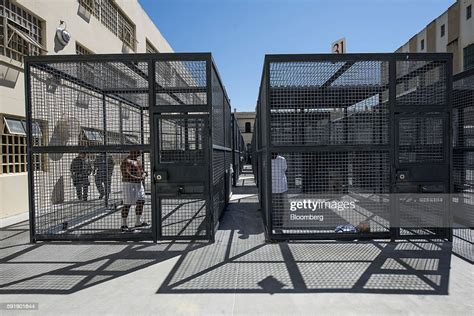 Inmates Exercise In Cages At San Quentin State Prison In San Quentin