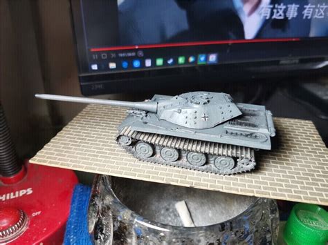 Hand Made 172 Scale Wwii German Army E79 Tank Grey 3d Resin Painting
