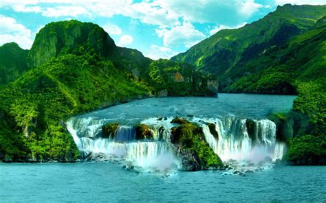 عکس روخانه و آبشار منظره استوایی Waterfall Scenery Waterfall