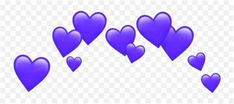 Purple Hearts Pinkheart Purplehearts Blue Heart Crown Png Emoji