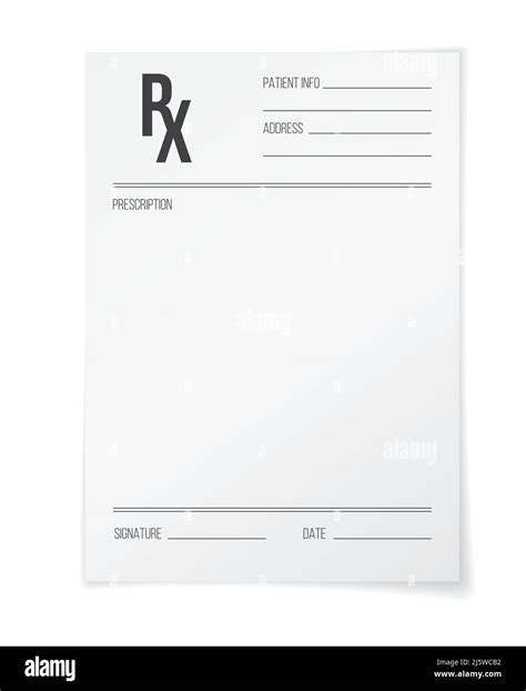 Rx Form Pharmacy And Hospital Realistic Vector Paper Blank Sheet
