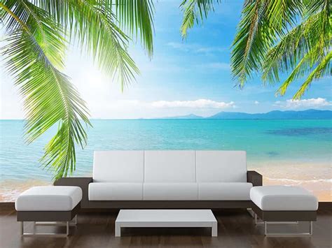 Sea View Palm Tree Wall Mural Made To Measure Wall Murals