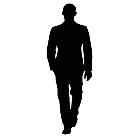 Bald Man Walking In A Suit Silhouette Vector Image Free Svg