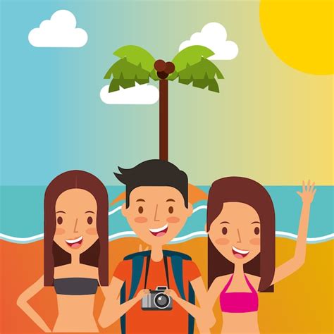 Premium Vector Summer People Vacations In The Beach