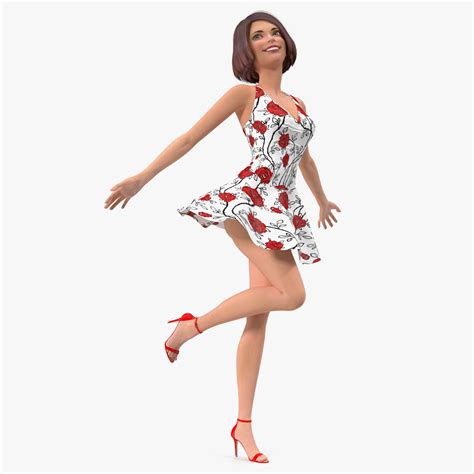 Cartoon Woman Summer Dress Standing Pose 3d Model 149 Max Ma Obj