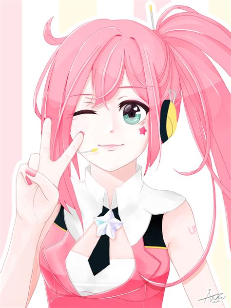 Vocaloid Uni Peace Sign Side Ponytail Bubblegum Pink Pink Hair
