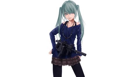 Anime Anime Girls Gun Vocaloid Hatsune Miku Kriss