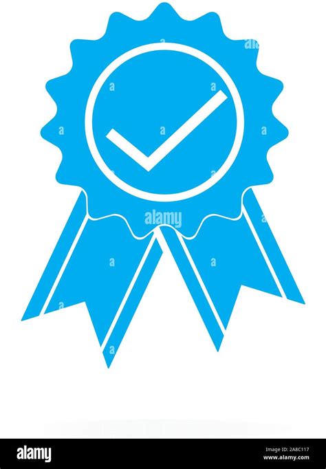 Approved Or Certified Medal Icon On White Background Blue Approved Or