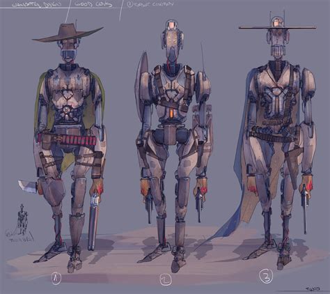 Artstation Cowboy Robot Tano Bonfanti Character Design Cowboy Art