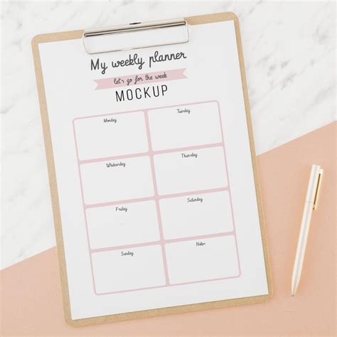 Mostly planners are designed in a5 size so this planner mockup can be a handy to showcase designs. Top view weekly planner with mock-up | Free PSD File