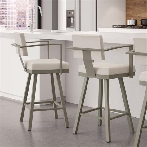 Amisco Akers Cream Counter Height Upholstered Swivel Bar Stool In The
