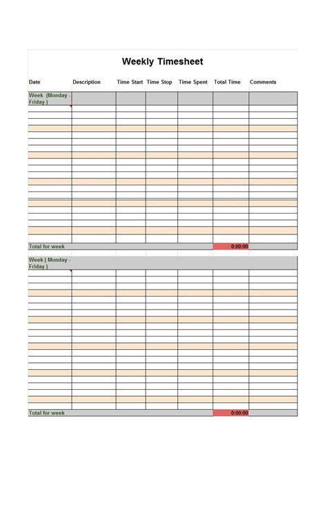 Timesheet Spreadsheet Template Excel Inside 40 Free Timesheet Time