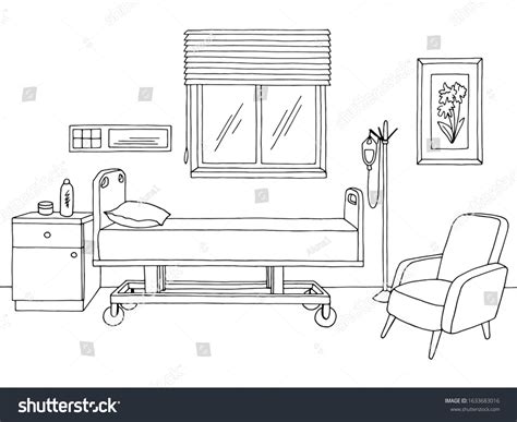Hospital Ward Graphic Black White Interior Stock Vector Royalty Free Shutterstock