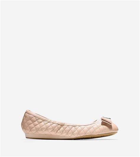 Tali Bow Quilted Ballet Flats In Nude Quilted Leather Cole Haan