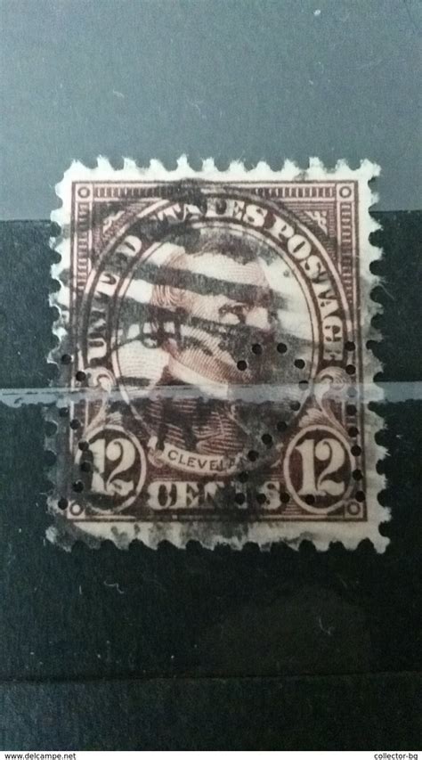 Ultra Rare 12 Cents Us Postage Special Perfin 21 Used No Gum Stamp