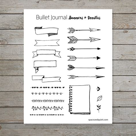 Free Bullet Journal Printable Banners And Doodles