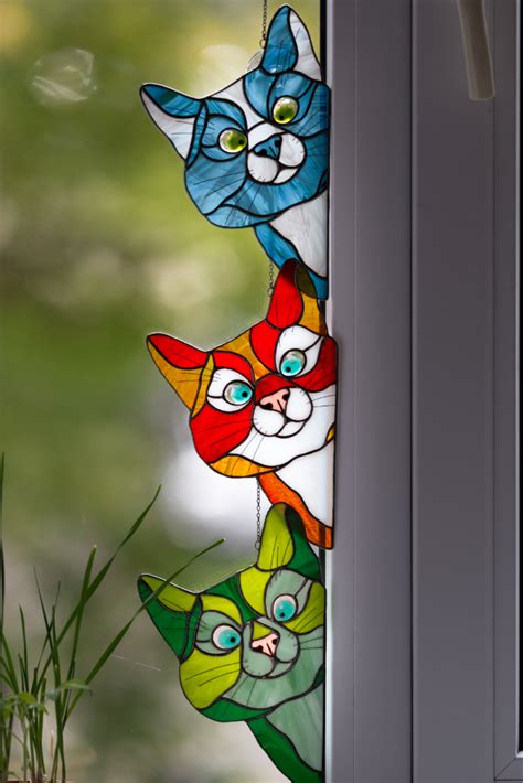 More Colours More Cats 😻 Our Peeking Cat Suncatcher Will Pass The Coziness And Peace To The