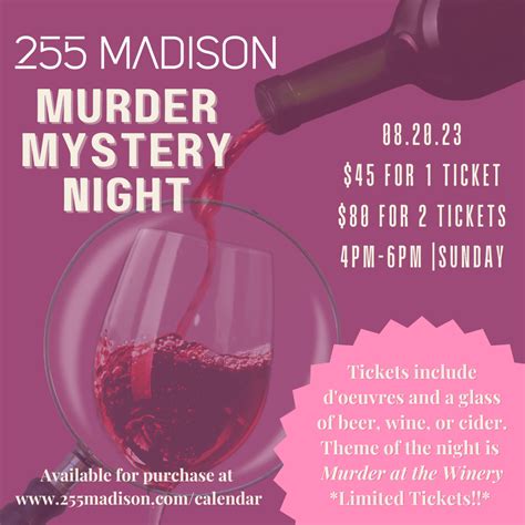 Murder Mystery Night Murder At The Winery 255 Madison