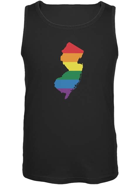 Old Glory New Jersey Lgbt Gay Pride Rainbow Black Adult Tank Top 2x Large