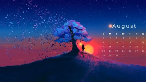 Beautiful August 2021 Calendar Hd Wallpaper For Desktop Background In