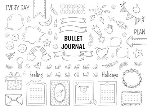 Notebook Doodle Bullet Hand Drawn Diary Frame Journal Linear List
