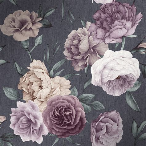 Check out this fantastic collection of gray wallpapers, with 42 gray background images for your desktop, phone or tablet. Midnight Floral Wallpaper Slate, Purple - Wallpaper from I ...