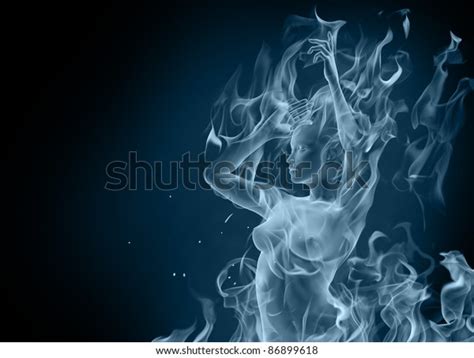 Dancing Girl Made Smoke Stock Illustration