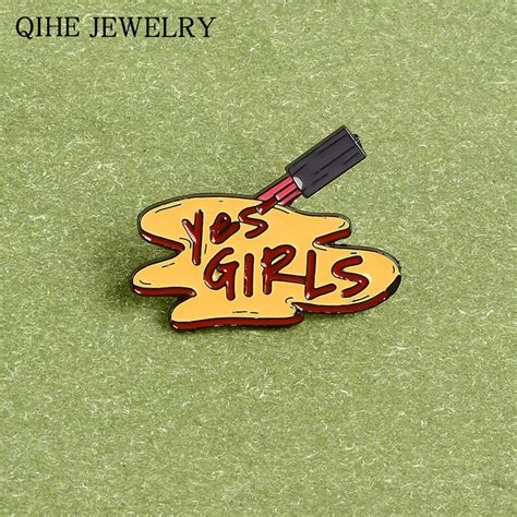 Yes Girls Pin Nail Polish Enamel Pin Girl Power Quote Meme Brooch Feminist Jewelry T For