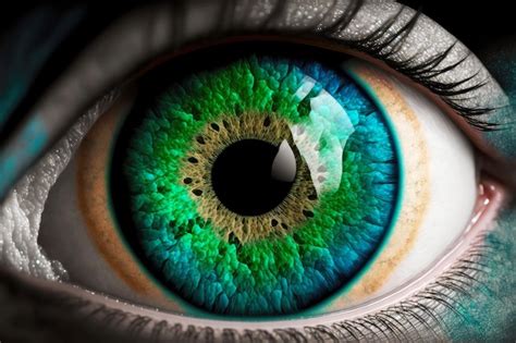 Olho Humano Azul Verde Com Borda De Pupila De íris Foto Premium