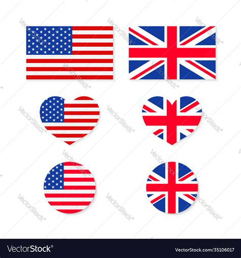 Uk And Usa Flags Us British Union Icon Royalty Free Vector