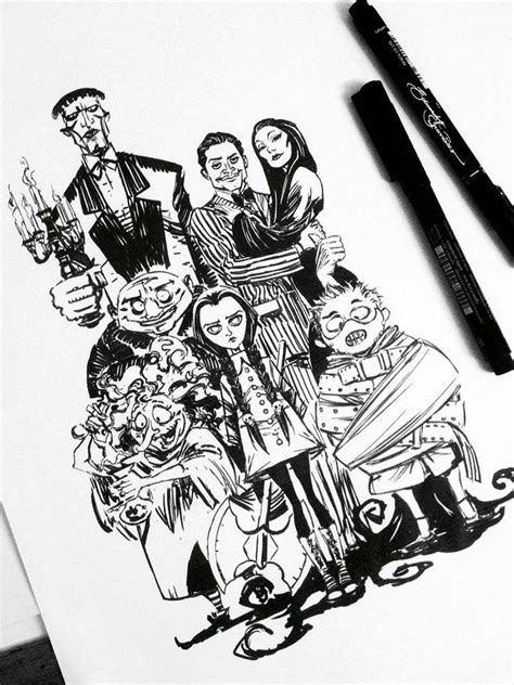 While wednesday addams is also lots of fun, morticia is about as classic of a choice as it gets, and one. The Addams Family by eDufRancisco | Family drawing, Family ...