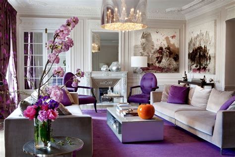 Cozy Beige And Purple Living Room Decor Modern Sofa