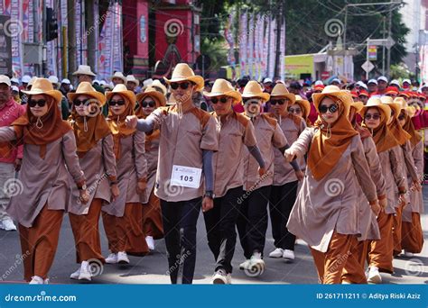 Indonesian Participating In Marching Baris Berbaris To Celebrate