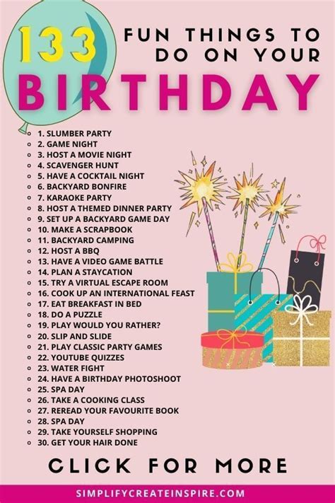 133 Things To Do On Your Birthday Fun Birthday Celebration Ideas