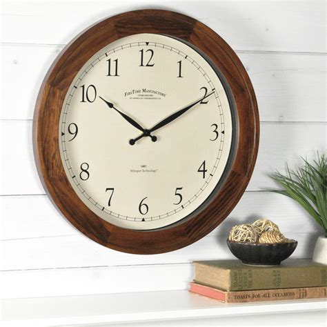 Firstime 16 In Wood Walnut Garrison Wall Clock 50068 The Home Depot