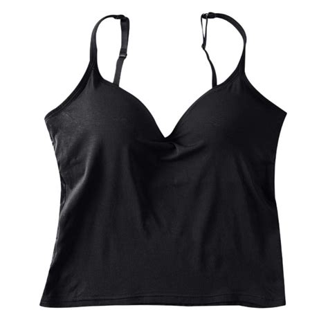 spdoo women s v neck camisole spaghetti strap tank tops with built in shelf bra black 2xl