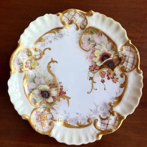 Hand Painted French Limoges Porcelain Serving Plate Signed By Etsy